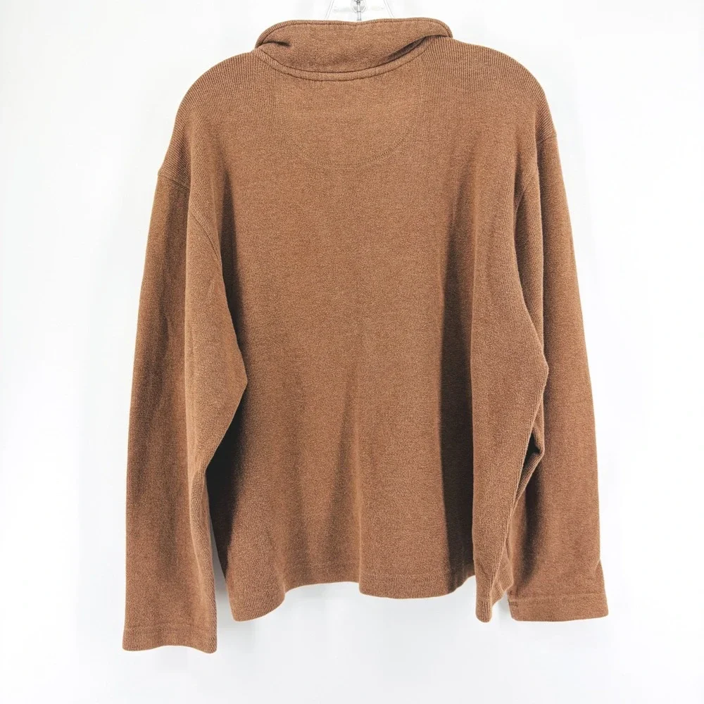 VTG LL Bean Sweater Mens Medium Brown 100% Cotton Quarter Zip Pullover Shirt